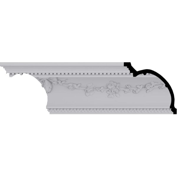 Ekena Millwork 6 3/4"H x 6 7/8"P x 9 5/8"F x 94 1/2"L, (19 1/4" Repeat), Floral Swag Crown Moulding MLD06X06X09FL